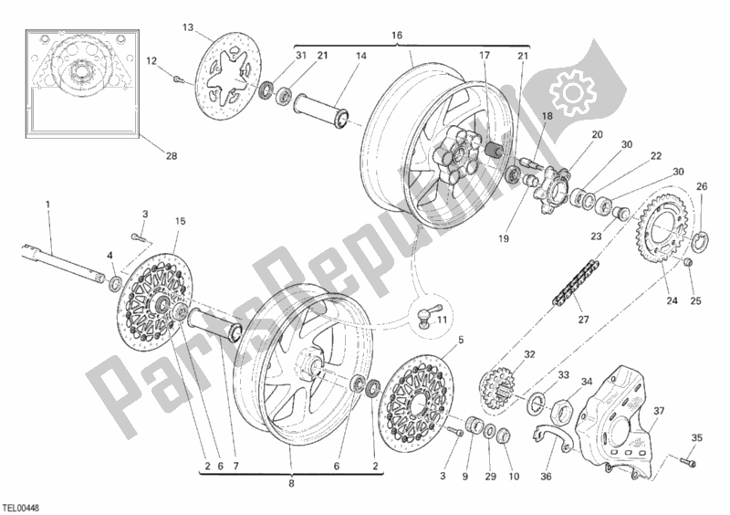All parts for the Wheels of the Ducati Desmosedici RR 1000 2008